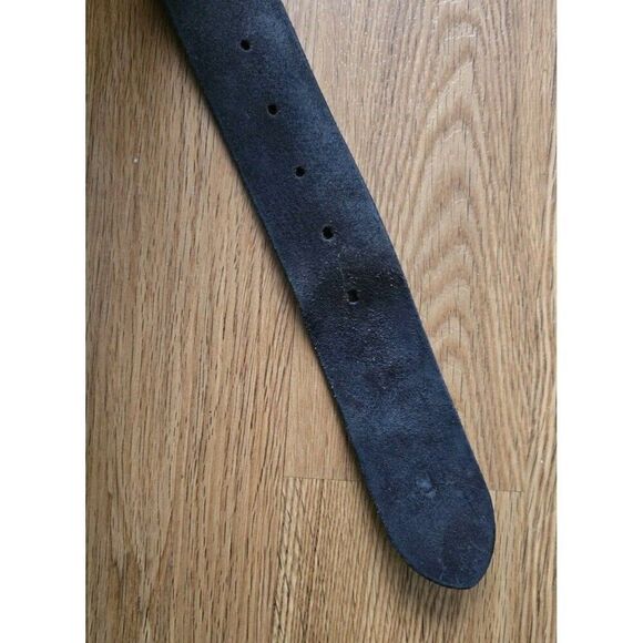 American Eagle Black Leather Work Belt  Men's Size 32 Silver Buckle - Picture 3 of 8